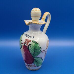 Vintage Hand-Painted Italian Ceramic Vinegar Cruet Signed Italy 5 5/8" Tall